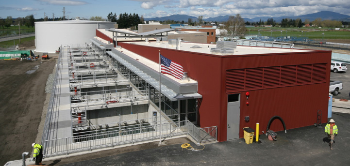 Red building at Anacortes Water Treatment Plant