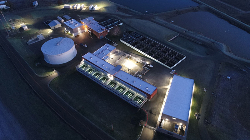 Anacortes Water Treatment Plant at night