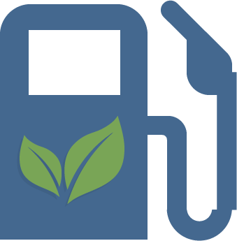 Icon of white gas image with green leaf on it.