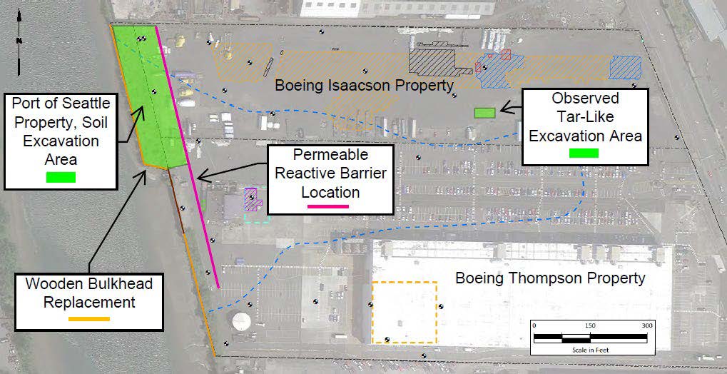 Aerial map showing contaminated areas in the cleanup site.